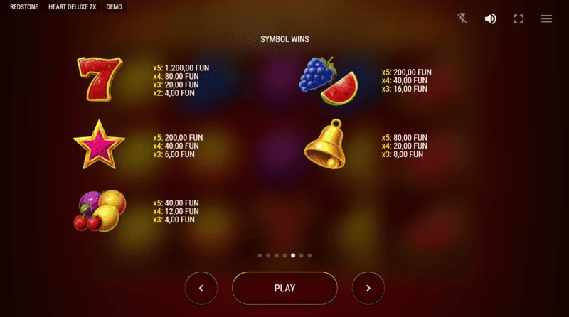 Heart Deluxe 2x - tablica isplata s proširujućim wild srcem